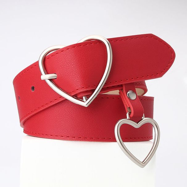 Sanyicai's new love pin buckle belt is simple, fashionable and versatile for women, heart-shaped pendant decorative women's belt _viptrois.com