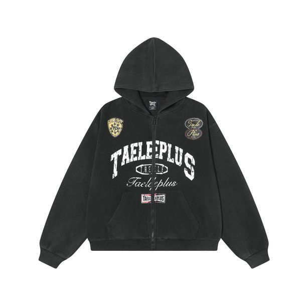 Jiayiku Men's Clothing 2025 Autumn New American College Style Washed Hoodie Jacket Cardigan Zipper Sweatshirt_viptrois.com