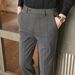Men's Slim Fit Striped Suit Pants Korean Style Casual Dress Long Trousers Autumn Winter Trendy Straight Leg_viptrois.com