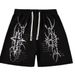 Men's American Style High Street Devil Print Drawstring Shorts Summer Trendy Hip Hop Loose Casual Sports Bottoms_viptrois.com