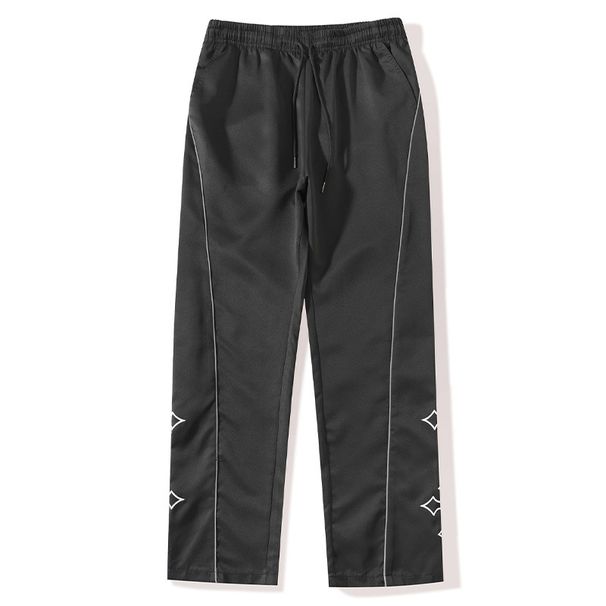 Men's Casual Cross-Print Drawstring Pants – Breathable Regular Fit Joggers In Black/Grey/Blue/Khaki (Sizes S-XXXL, Streetwear & Travel Ready)_viptrois.com
