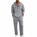 Men's Linen Hoodie And Lounge Pants Set | Relaxed Fit Long Sleeve Hooded Outfit For Spring Autumn Comfort_viptrois.com
