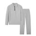 Men's Waffle Knit Zip-Up Tracksuit Set – Stylish Striped Long Sleeve Lounge & Streetwear Outfit_viptrois.com