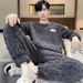 2025 New Coral Fleece Soft Skin Fitting Pajamas Winter Flannel Men's Thickened Loose Fit Home Suit Set_viptrois.com