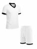 Men’s Summer Waffle-Knit Contrast Trim Set – V-Neck Short Sleeve & Shorts Casual Sportswear Outfit – Breathable & Stylish Matching Two-Piece_viptrois.com