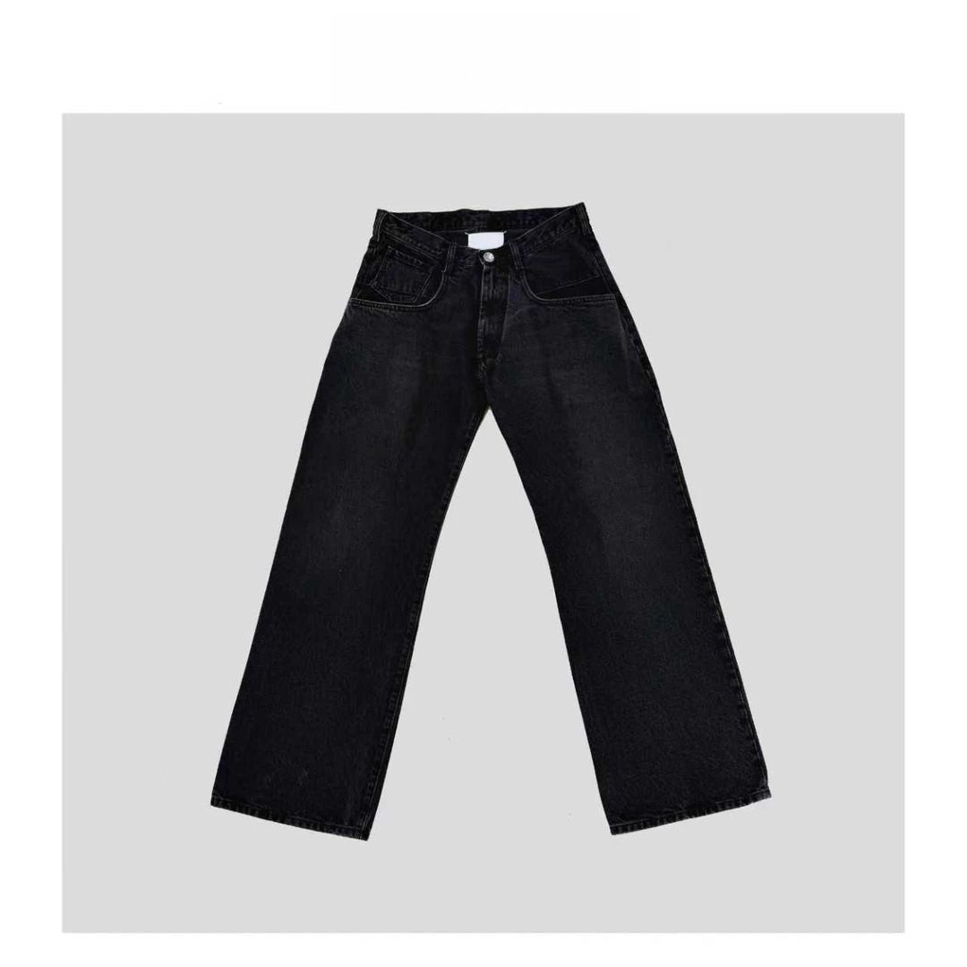 Autumn Winter New Simple Fashion Commuter Washed Black High-Quality Casual Straight-Leg Jeans Unisex_viptrois.com