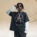 American-style Trendy Brand Men's Faux Two-piece Long-sleeve T-shirt With Washed Vintage High Street Skull_viptrois.com