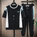 Men's Clothing Casual Sports Suit Set Waffle Short Sleeve Trend T-shirt Sets_viptrois.com