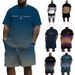 Men's Casual Beach Suit T-Shirt And Shorts Set European American Style Summer Paris Tower 3D Digital Print_viptrois.com