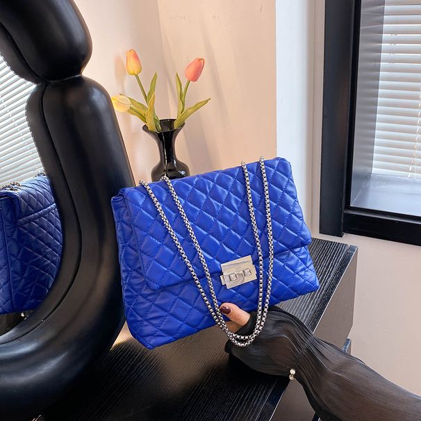 Textured Diamond Chain Style Trend Large Capacity Commuting Shoulder Crossbody Embroidery Chain Bag For Women_viptrois.com