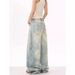 "Men's Deconstructed Washed Jeans – Distressed Blade-Cut Wide-Leg Trousers (Vintage Streetwear, Oversized Fit,Summer Lightweight)"_viptrois.com