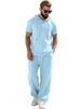 Men's Casual Hooded Button-Down Shirt With Matching Shorts Set - Breathable Summer Outfit_viptrois.com