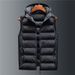Men's Cotton Hooded Vest With Stand Collar, Loose Fit Winter Vest For Plus Size, Warm Fleece Lined Casual Outerwear_viptrois.com