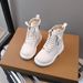Children's Leather Boots 2023 Winter New Cotton Boots Solid Color Casual Cotton Girls' Korean Style Martin Boots Cross Border_viptrois.com