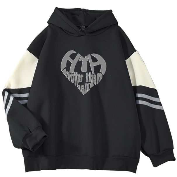 Spring And Autumn New Color Block High-End HTH Hotter Than Hell Cool Internet Celebrity Long Sleeve Sweatshirt_viptrois.com
