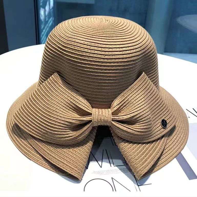 Women's Hat Large Brim Bow Summer Straw Hat For Women Beach Vacation Straw Sunshade Sun Protection Sun Hat Temperament All Match_viptrois.com
