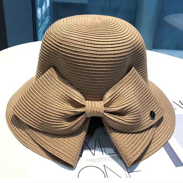 Women's Hat Large Brim Bow Summer Straw Hat For Women Beach Vacation Straw Sunshade Sun Protection Sun Hat Temperament All Match_viptrois.com