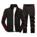 Men's Running Tracksuit Set | Zip-Up Hoodie & Joggers | Lightweight Polyester | Gym To Streetwear (Black/Navy/Light Gray)_viptrois.com