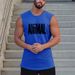 Popular Summer Men's Sports Bodybuilding Vest Fitness Cotton Loose Vest Crew Neck Training Suit_viptrois.com