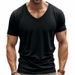 American Style Spring Summer Men's Trendy V-neck Quick-dry Breathable Casual Sports Personality Short Sleeve T-shirt Men_viptrois.com