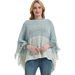 Unisex Fringe cape Spring and winter Bat sleeve sweater pullover striped cape sweater cape_viptrois.com