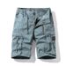 Summer Cargo Short Men Casual Loose Knee Length Elastic Waist Drawstring Mens Shorts Cotton Breathable Men Clothing Many Pockets_viptrois.com
