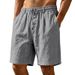 Men's Clothing Men's Summer Linen Casual Shorts Style Breathable Simple Solid Color Loose Waistband Drawstring Five Point Pants_viptrois.com