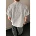 Men's Casual Summer Short-sleeve Trendy Versatile Retro Stylish T-shirt With Stand-up Collar And Printed Loose Long_viptrois.com