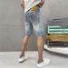 Men's Thin Light Blue Jeans Shorts High-End Jeans Men's Loose Straight Pants _viptrois.com