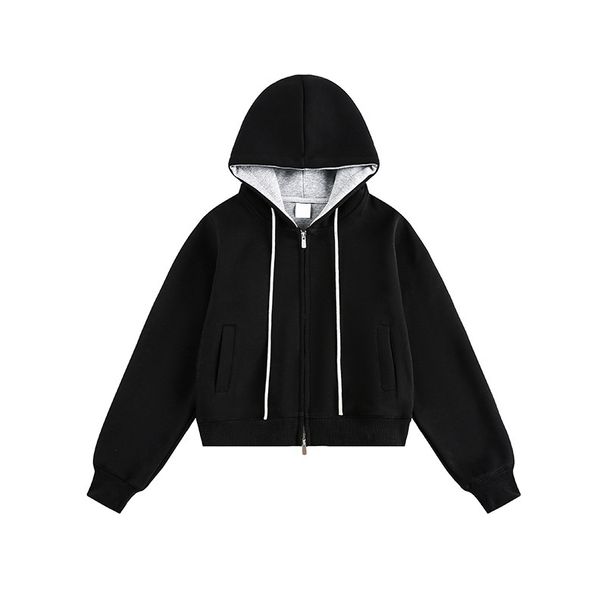 Pure Pure Qilin Men's Clothing 11 Colors Sweatshirt Solid Color 430g Heavyweight Loose Short Small Size Women's Color-Block Zipper_viptrois.com