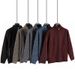 Pure Autumn Winter Sweater For Middle-aged And Elderly Men, Mid-length Knitted Fleece-lined Thickened Cardigan With Ribbed_viptrois.com