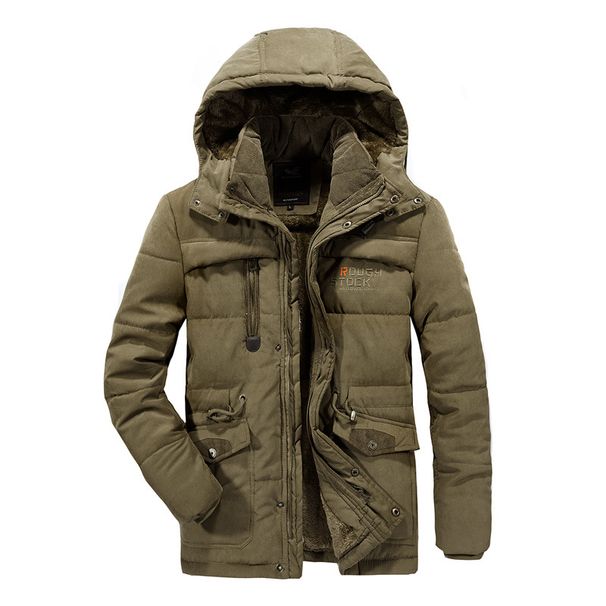 Men's Plus Size Hooded Down Auumn Winer Warm Youh Casual Coa Oudoor Miliary Syle Fleece-Lined Coon Padded_viptrois.com