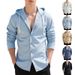 Men's Linen Hooded Shirt Casual Striped Open Front Cardigan For Spring & Fall (Light Blue, Black, Beige, Navy, White) - S-XXXL_viptrois.com