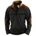 Nordmann European And American INS Cross-Border New Men's Patchwork Zipper Long Sleeve Sports Polo Shirt_viptrois.com