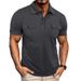 Unbeatable Quality Men's Collar Double Pocket Short Sleeved Outdoor Shirt Top Casual Henry Polo T-shirt_viptrois.com