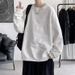Autumn New Men's Plus Size Hoodie Round Neck Loose Letter Jacquard Youth Top Long Sleeved Base Shirt_viptrois.com