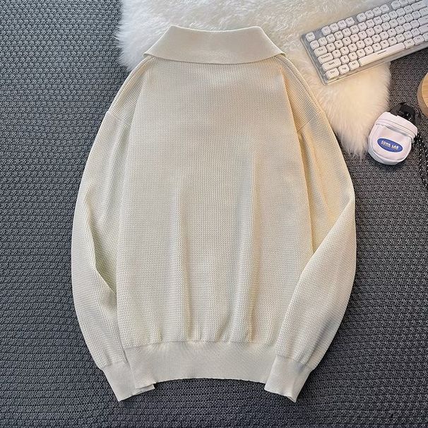 New autumn and winter men's knitted retro outerwear with a loose and trendy collared sweater, suitable for young people_viptrois.com