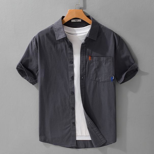Summer Men's Simple And Versatile Short Sleeved Shirt Made Of Pure Cotton, Breathable And Fresh, Casual Shirt_viptrois.com