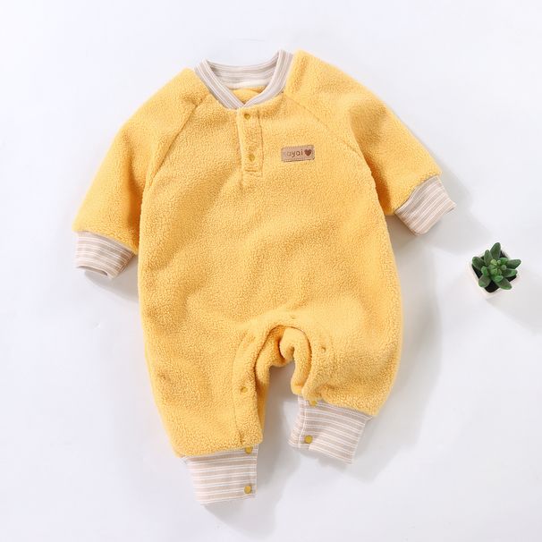 New Winter Baby Puff Fleece Jumpsuit Baby Spring And Autumn Warm Constant Temperature Split Leg Pajamas Close Fitting Outing Clothes_viptrois.com