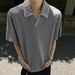 Men's Summer Shirt Short Sleeves Old Money Style Textured Wheat Ear Pattern Retro Knitted Top Breathable Polyester_viptrois.com