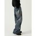 Men's Clothing Four Seasons New Style Ripped Hole Design Slimming Wide Leg Jeans for Men_viptrois.com