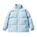 Unisex Streetwear Puffer Jacket – Oversized Winter Coat – Stand Collar – Solid Colors (Black/Beige/Grey/Brown/Pink) – Couple Matching (S-XXXL)_viptrois.com
