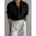 Men’s Clothing Black Shirt Men's Long Sleeved Spring Loose Shirt Niche Design Casual_viptrois.com