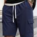 Men's Clothing Men's Trendy Versatile Solid Color Elastic Waist Pants With Large Pockets Outdoor Workwear Style Five-Point_viptrois.com