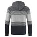 Men's Color Block Fleece Lined Hooded Cardigan Sweater - Warm Winter Knit Pullover With Contrast Panels_viptrois.com