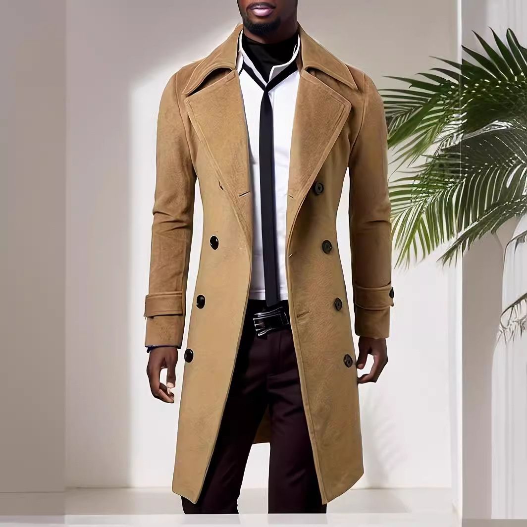 Loom Loom Paris Show European And American African Long Trench Street Fashion High-end Men's Double-breasted Slim Wool Coat_viptrois.com