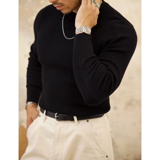 Men's Clothing Autumn And Winter Show Original Designer Versatile Tight Fitting High Necked Bottoming Shirt Two Color Top Year Loose Version_viptrois.com