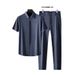Men's Clothing Temperament Gentleman Silky Wrinkle Summer High End Business Ice Silk Quick Drying Thin Men's Short Sleeved Shirt Suit_viptrois.com