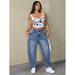 Men's Clothing High Waist Straight Leg Jeans - Summer Loose Fit Washed Wide Leg Pants In Blue, Light Blue, White, Black & Leopard Print (S-2XL)_viptrois.com