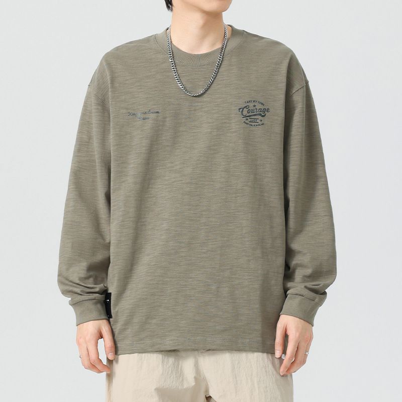 Advanced American Style Light Mature Simple Long Sleeved T-Shirt For Men In Spring And Autumn, Loose Round Neck, Inner_viptrois.com